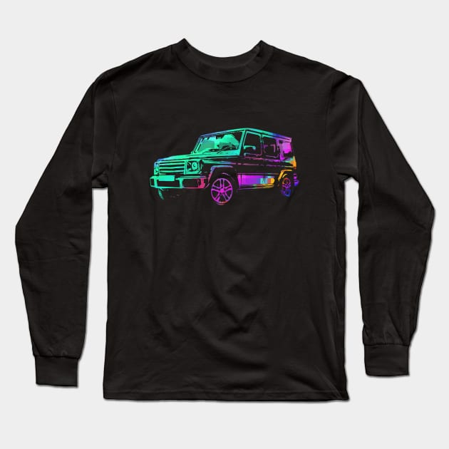 G wagon pixeleted colorful abstract Long Sleeve T-Shirt by WOS